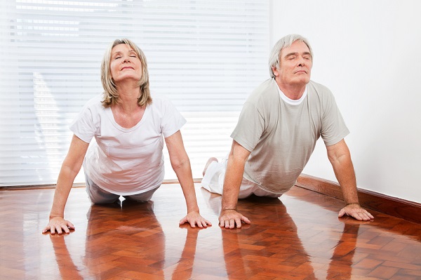 seniors yoga posing